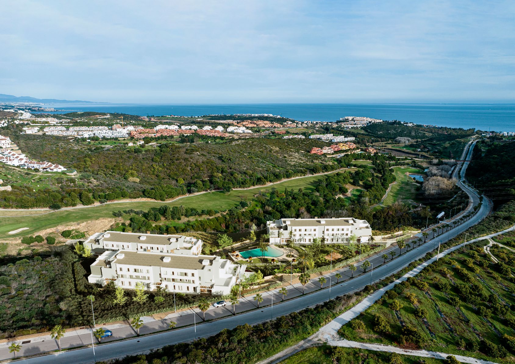 Letecký pohľad na Abril a golfové ihrisko